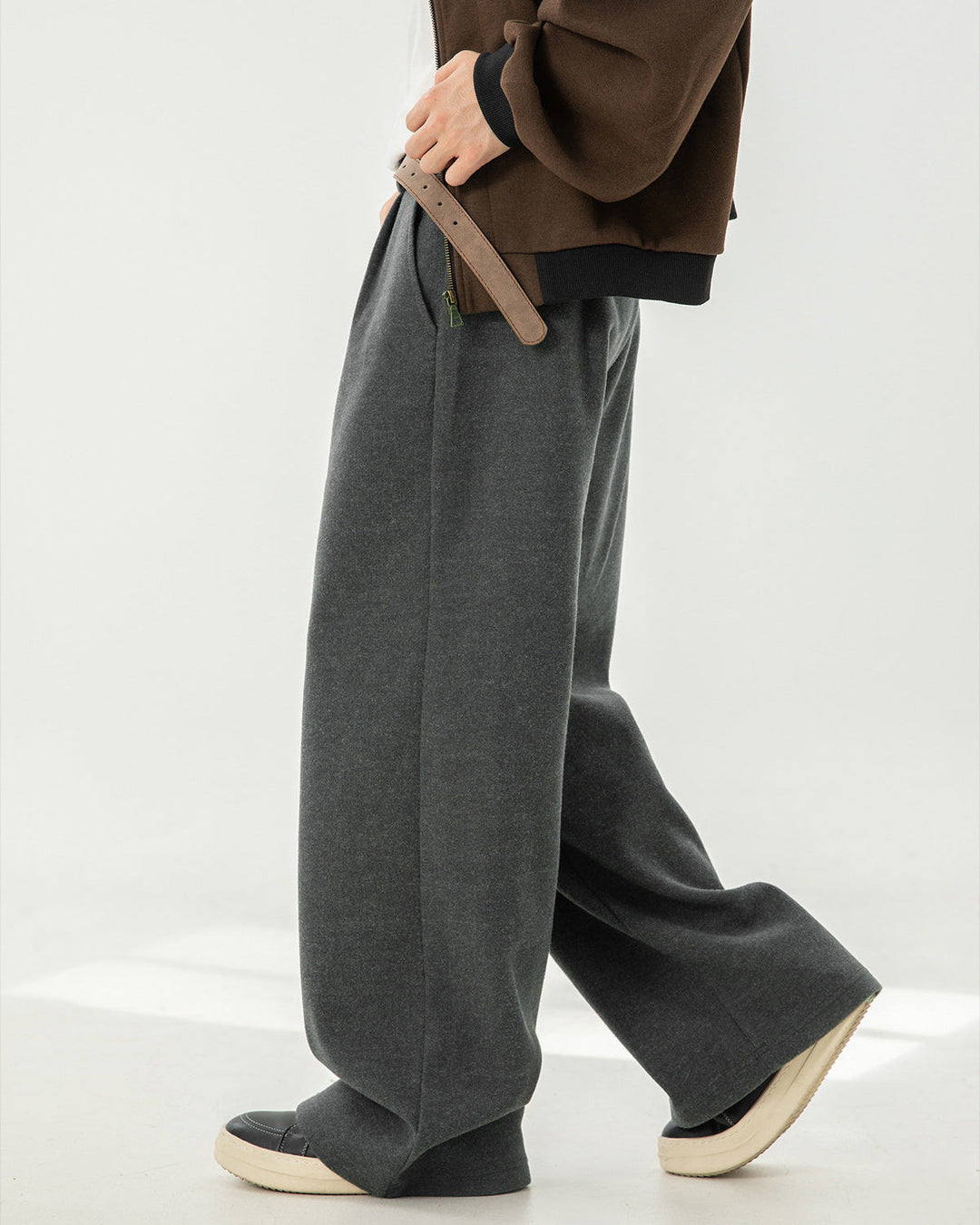 Wool Blend Wide-Leg Trousers