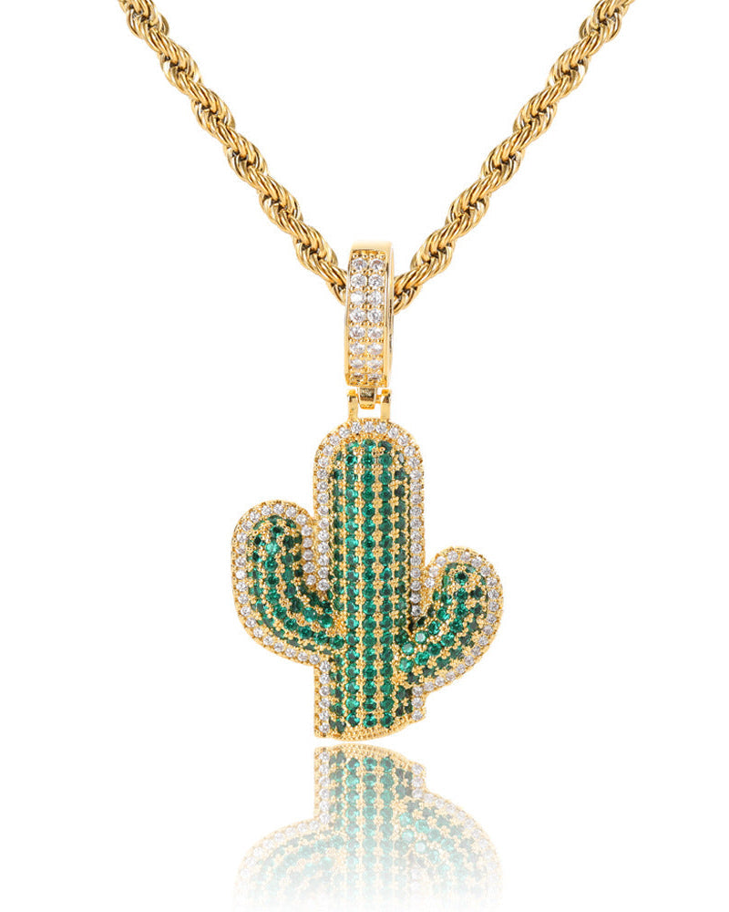 Emerald Cactus Pendant Chain