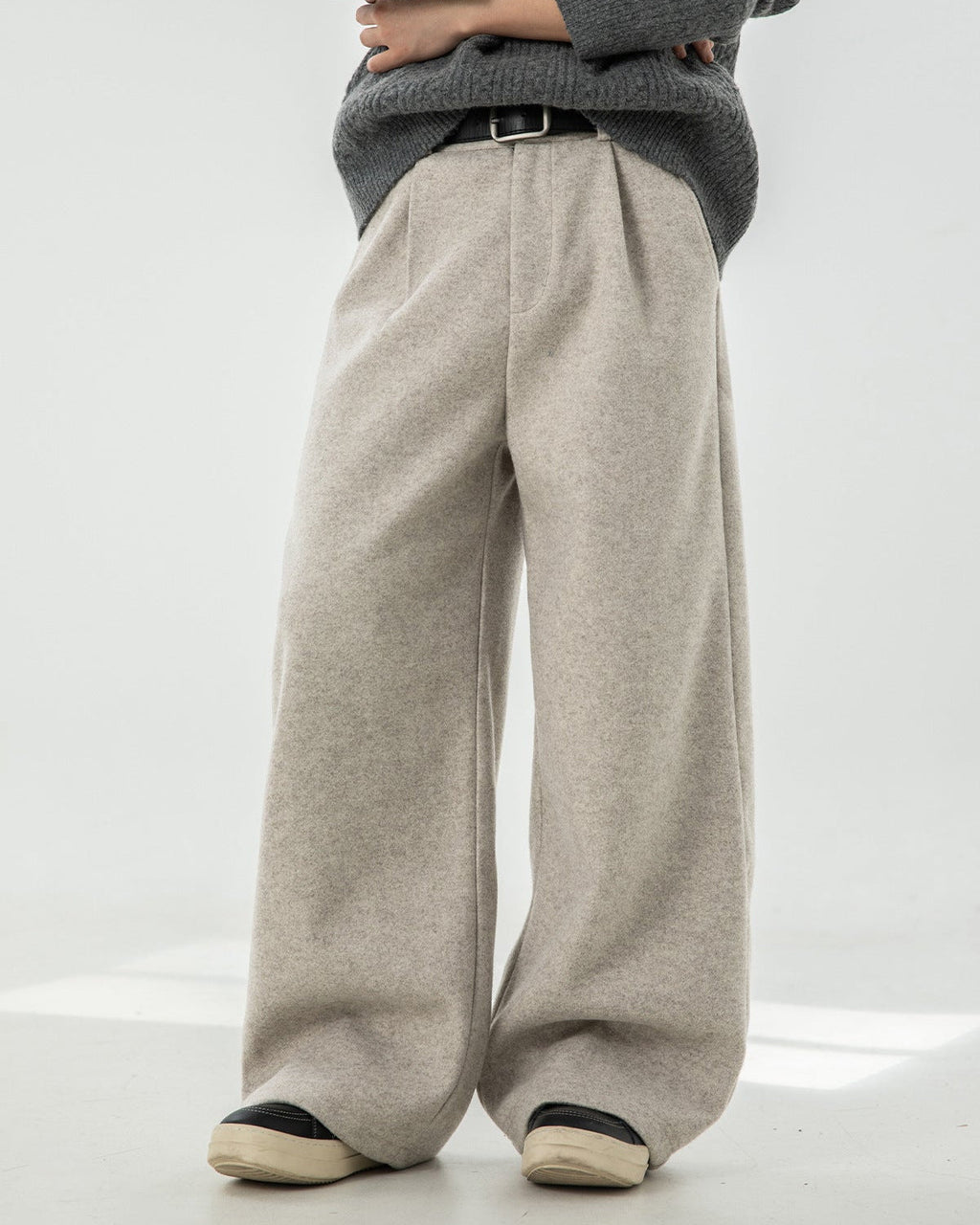 Wool Blend Wide-Leg Trousers