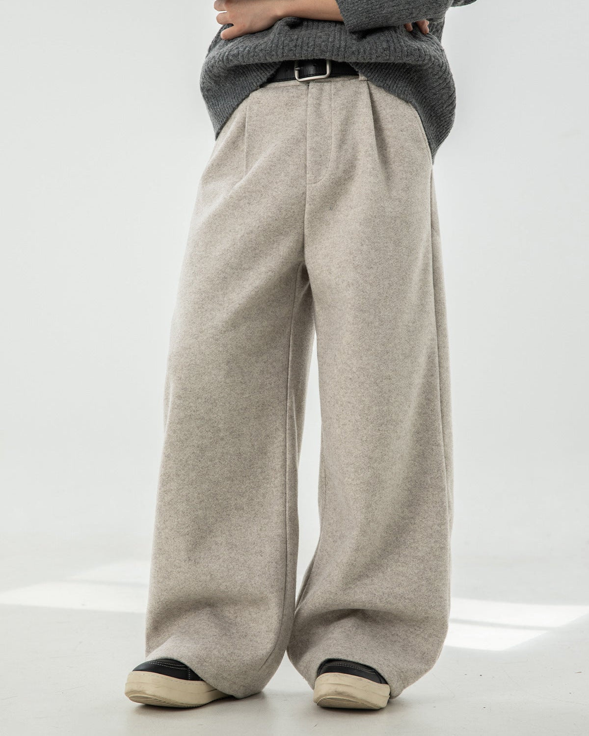 The Heavy Texture Wool Wide Leg Trouser