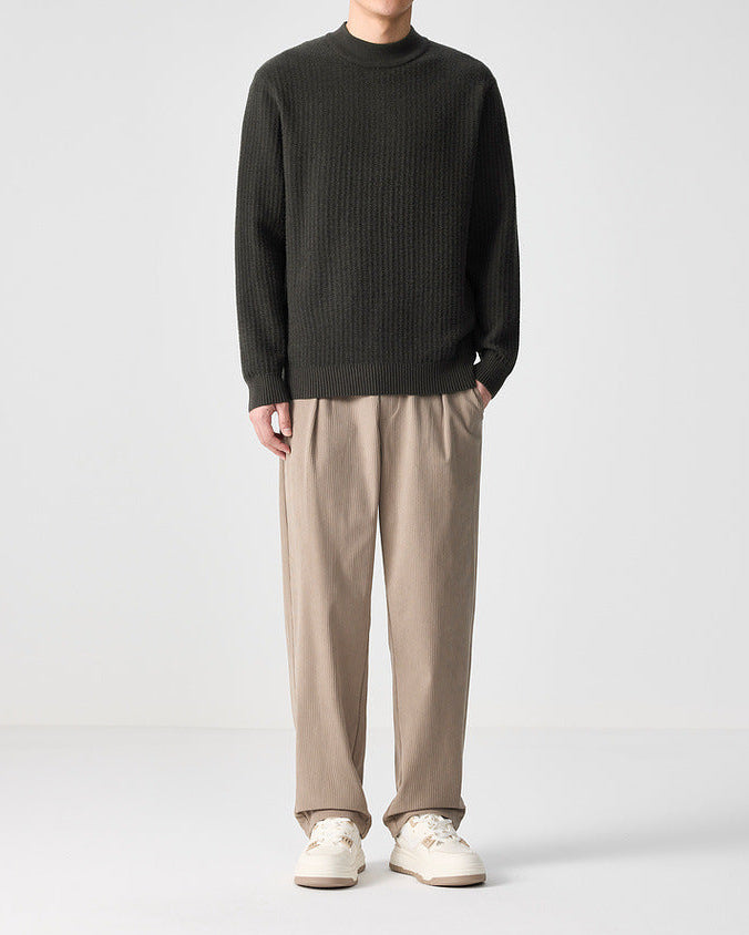 The Momeike Ribbed Elegance Half-High Collar Sweater