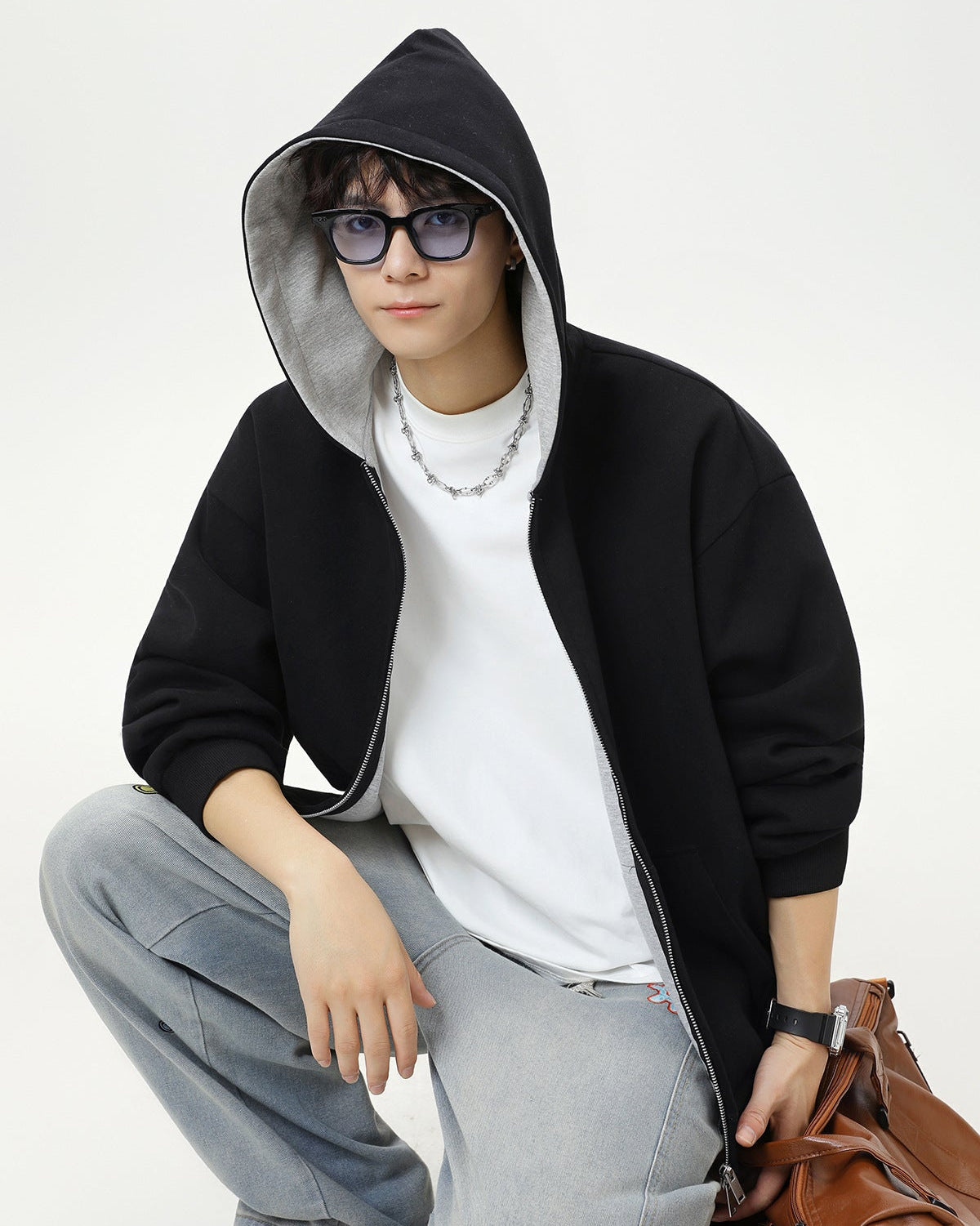 The Dualcore Contrast Zip Hooded Cardigan