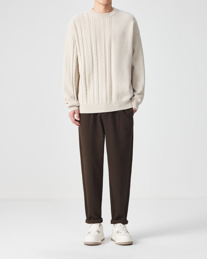 The Momoike Simple Jacquard Round Neck Knitwear Sweater