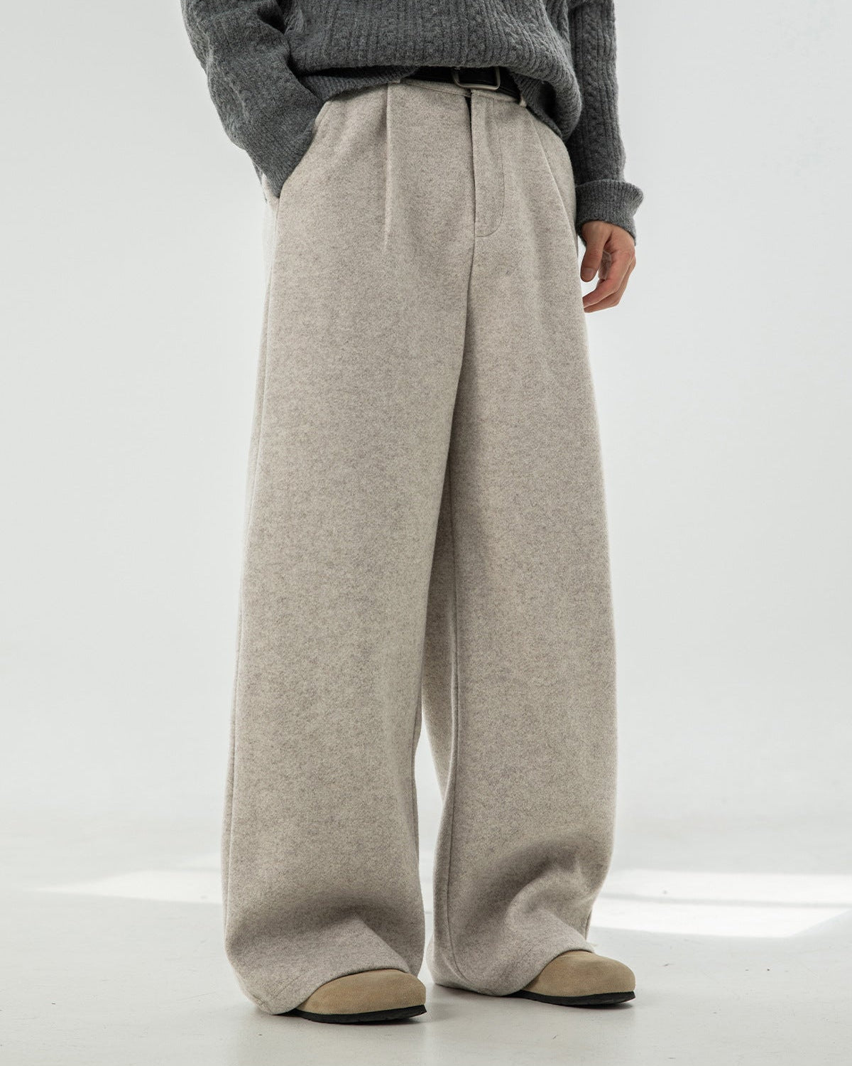 The Heavy Texture Wool Wide Leg Trouser