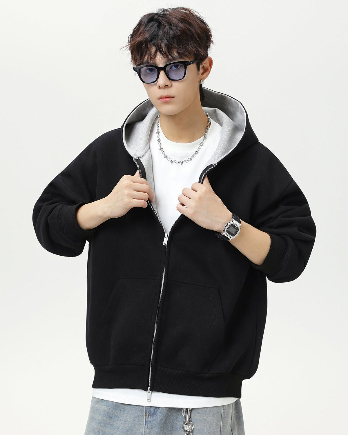 The Dualcore Contrast Zip Hooded Cardigan