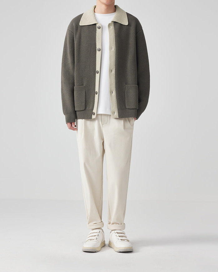 The Mo Maike Dual-Tone Lapel Knit Cardigan Jacket