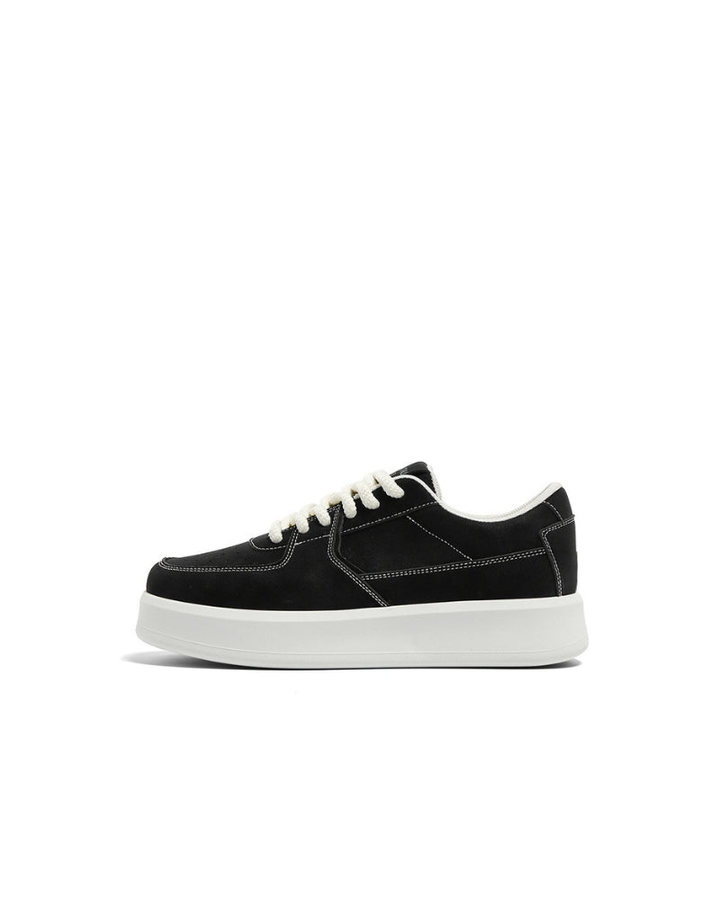Black Big Sole Suede Low Sneakers