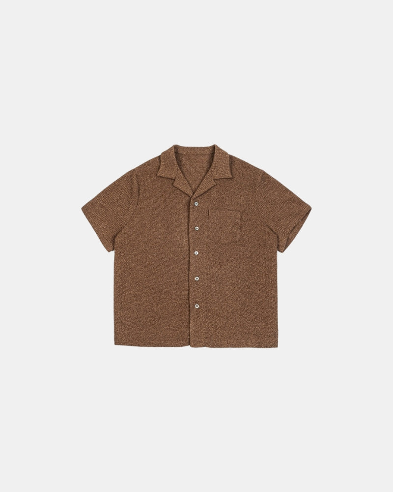 Textured Knit Cuban Collar Shirt