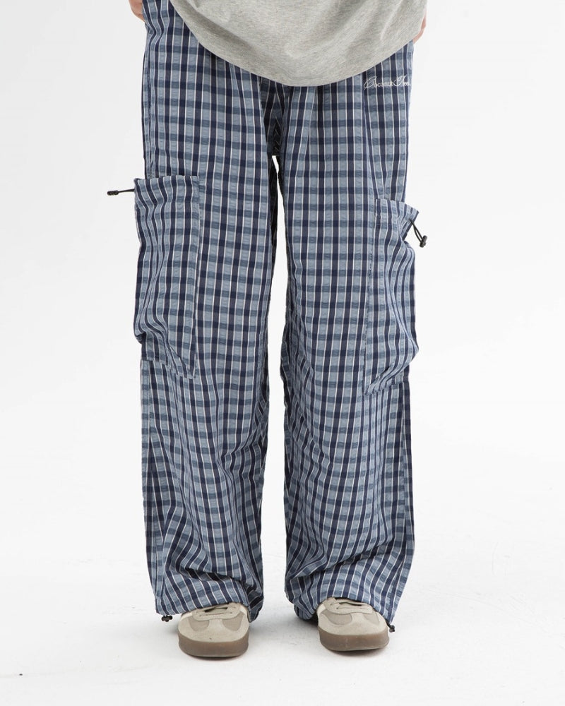 Under The Coconut Tree Relaxed Fit Checkered Cargo Pants