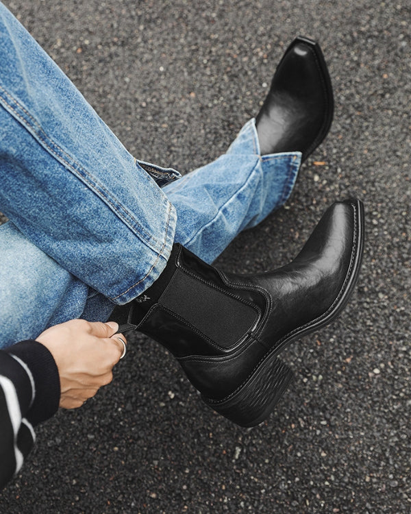 Ranch Noir Western Chelsea Boots