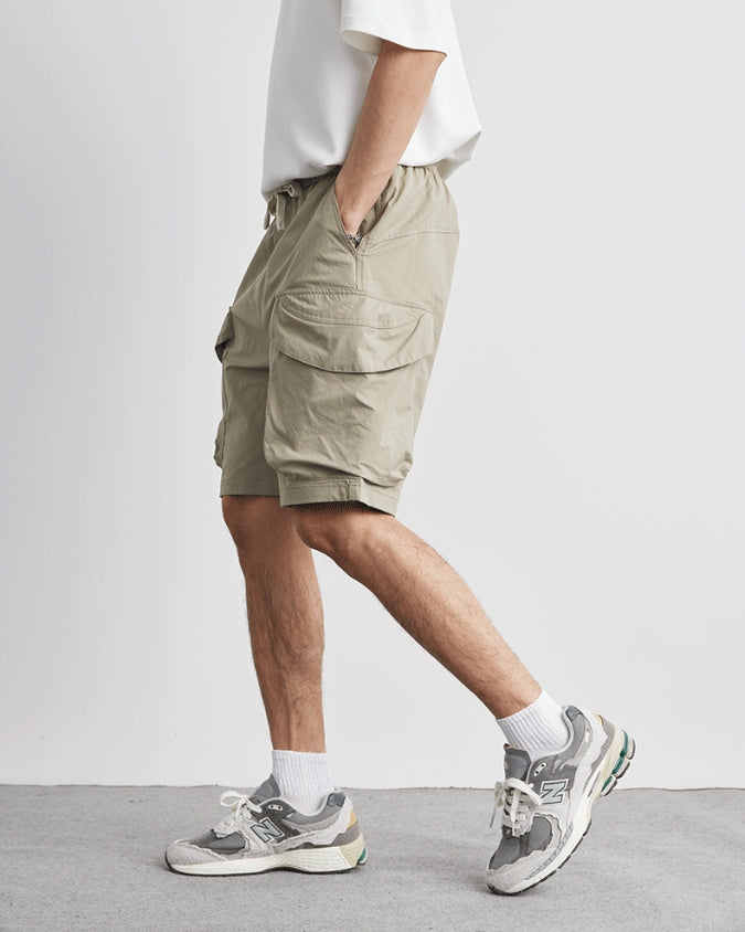 Wide Relaxed Cargo Shorts with Drawstrings
