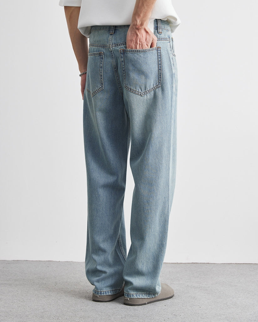 Relaxed Fit Washed Denim Jeans