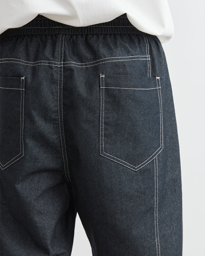 Wide Relaxed Denim Look Shorts with Drawstrings