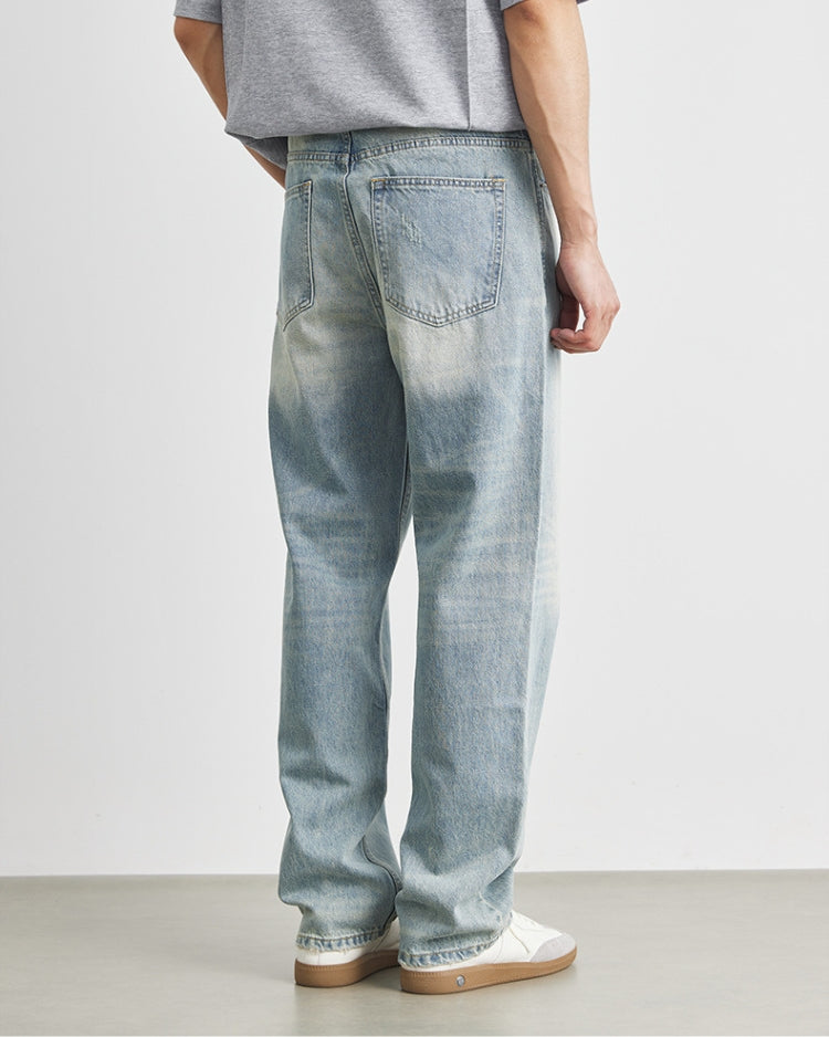 Loose Fit Vintage Wash Straight Jeans