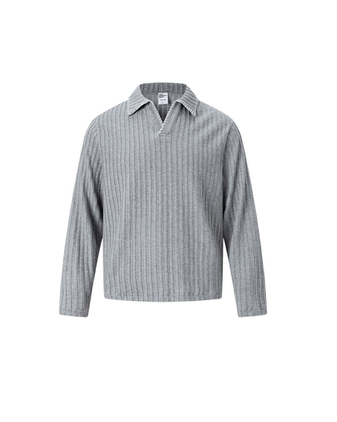 Contrast Stitch Ribbed Knit Polo Longsleeve Sweater