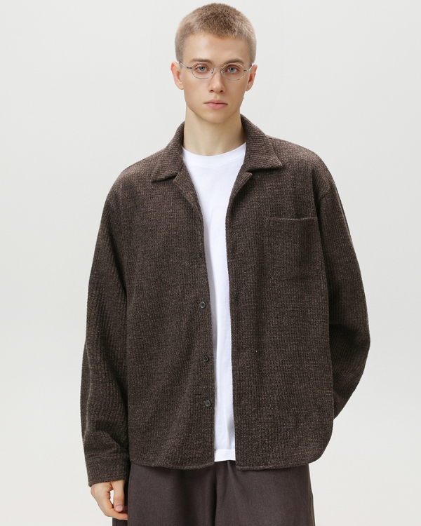 Textured Button-Up Overshirt