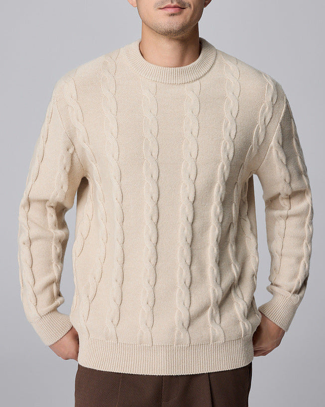 Classic Cable Knit Crewneck Sweater