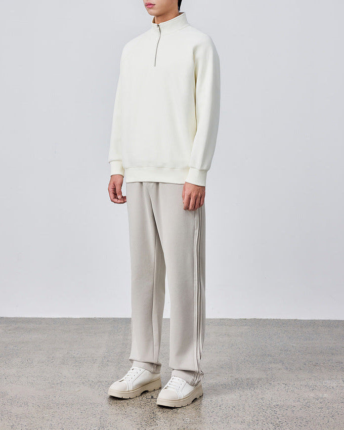 Vertical Texture Half-zip Sweatshirt