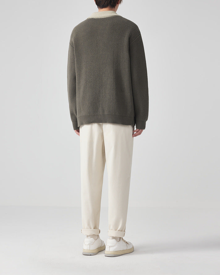 The Mo Maike Dual-Tone Lapel Knit Cardigan Jacket