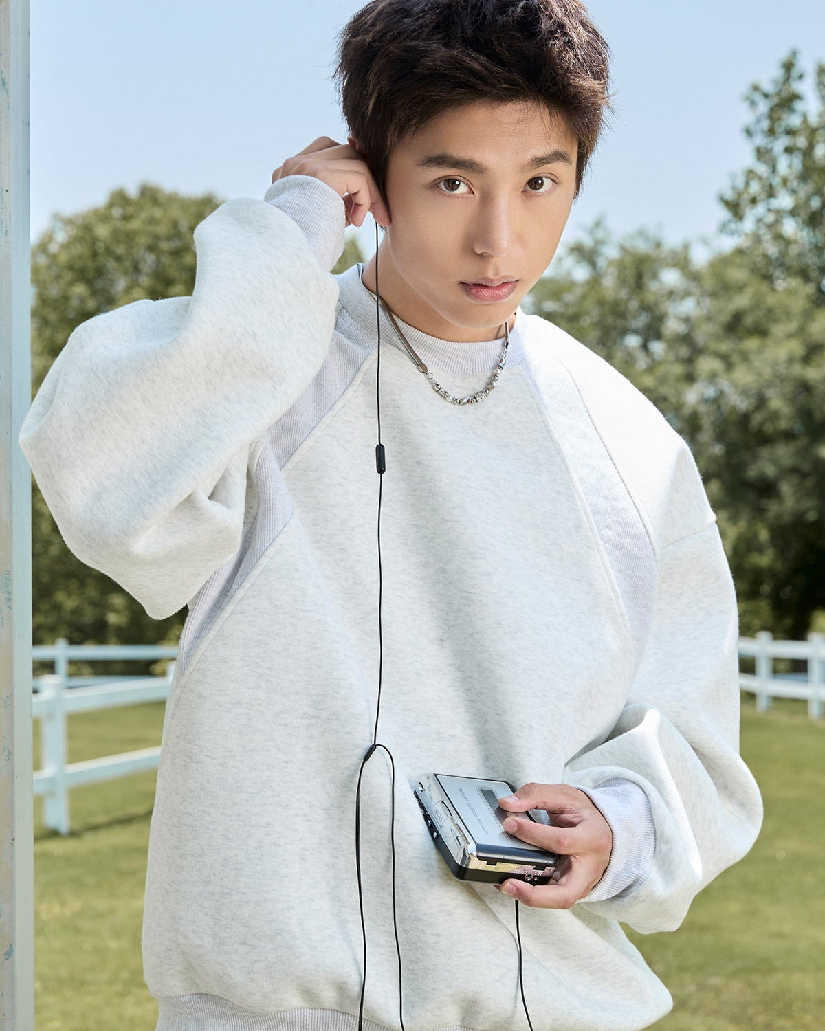 The Structured Splice Cotton Crewneck Sweater