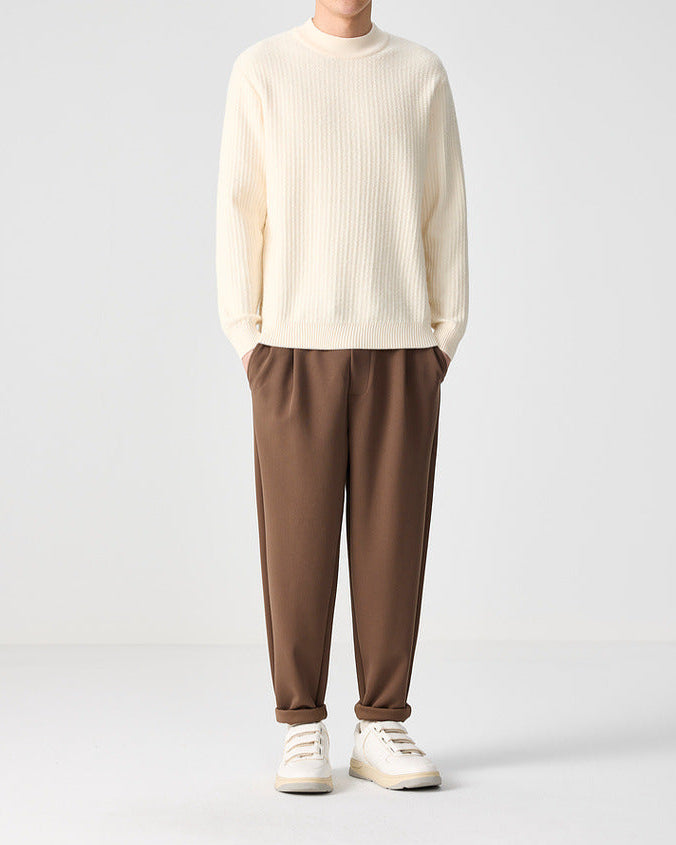 The Momeike Ribbed Elegance Half-High Collar Sweater