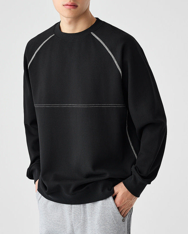 The Mo Maike 2025 Structured Split Contrast Crewneck Sweater
