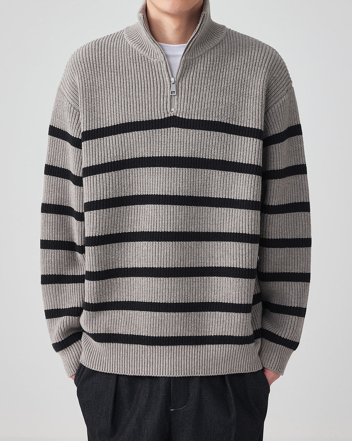 The Momeike Half-Zip Striped Knit Sweater
