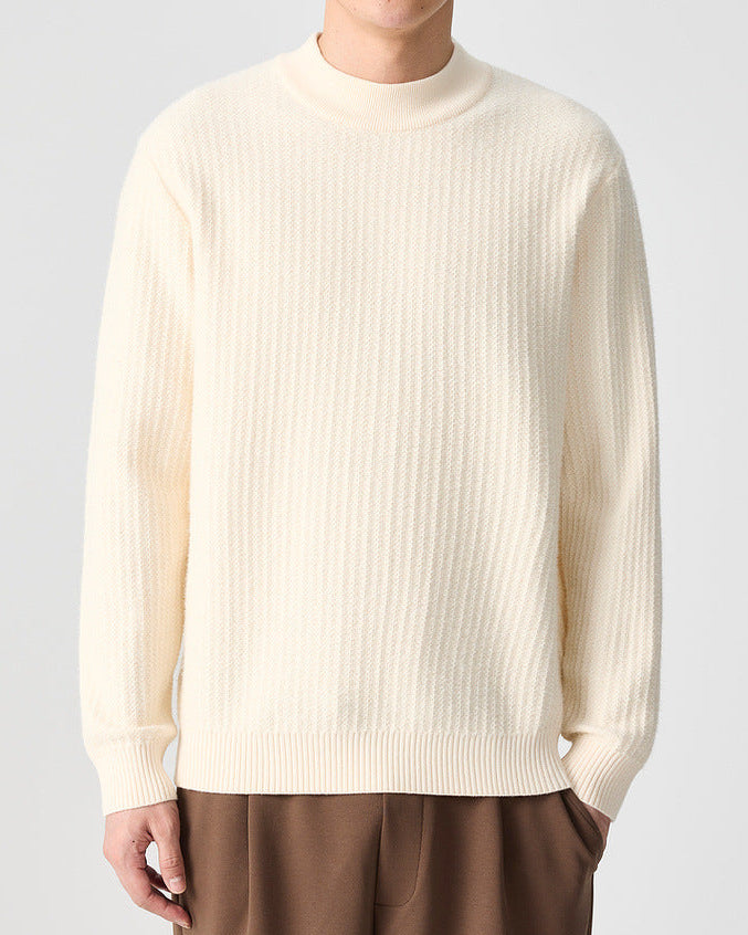 The Momeike Ribbed Elegance Half-High Collar Sweater