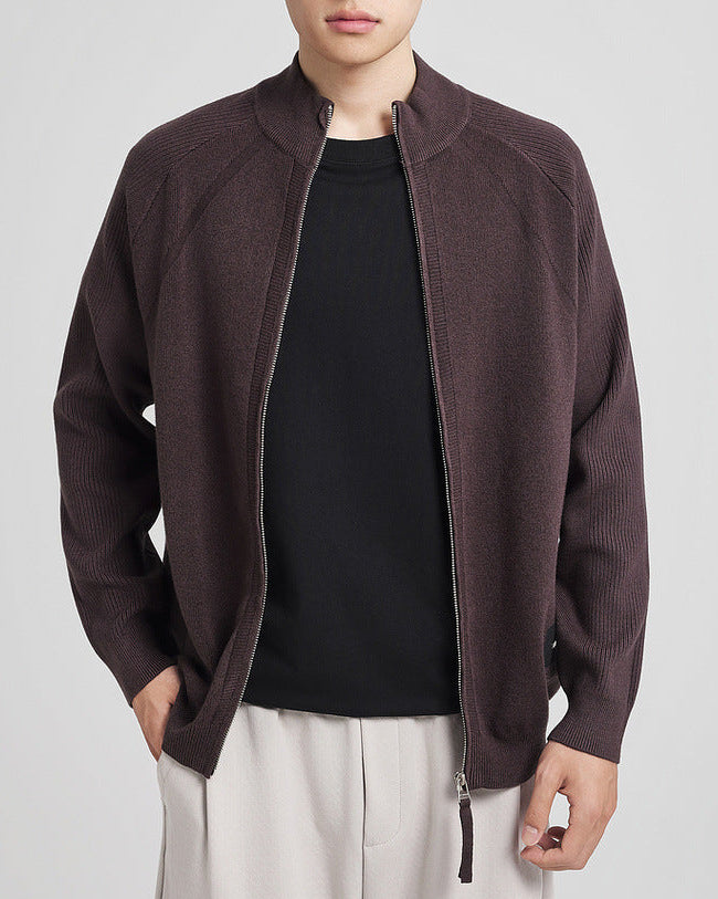 Spliced Pit Texture Knit Cardigan