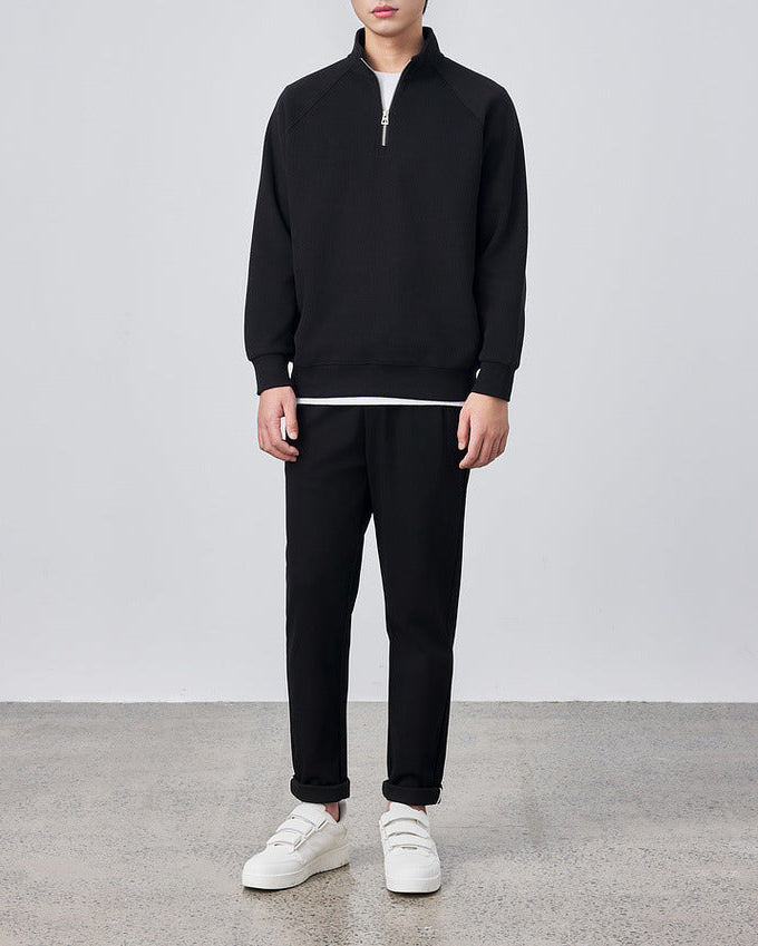 Vertical Texture Half-zip Sweatshirt