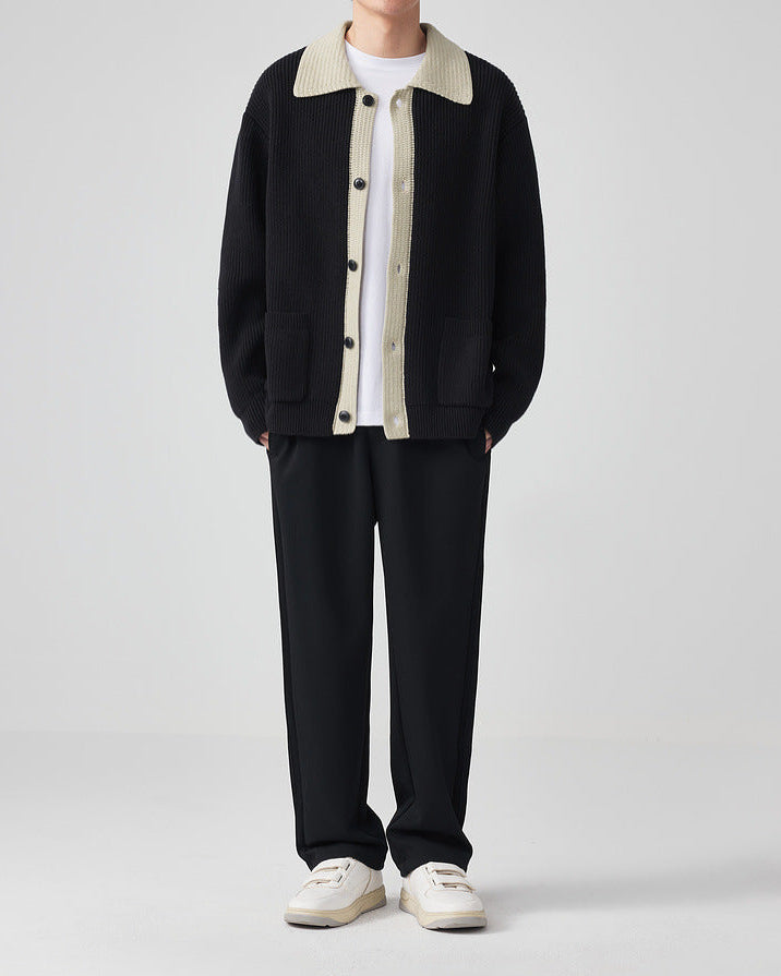 The Mo Maike Dual-Tone Lapel Knit Cardigan Jacket