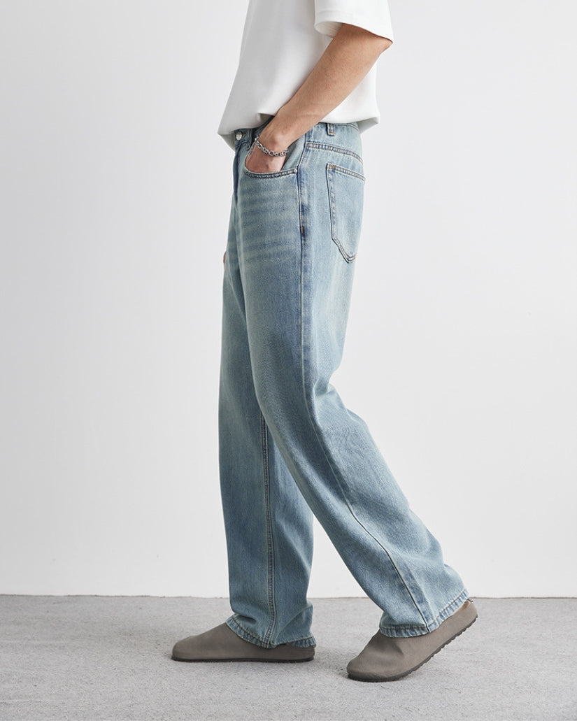 Relaxed Fit Washed Denim Jeans