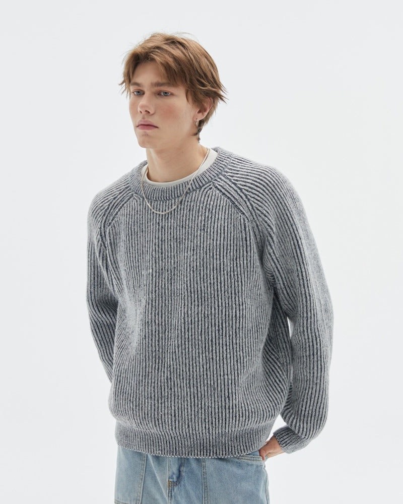 Ribbed Belange Knit Crewneck Sweater