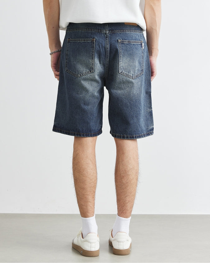 Navy Wash Denim Shorts