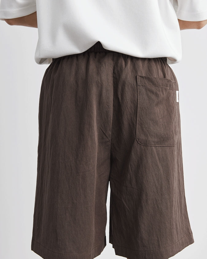 Wide Relaxed Linen Shorts with Drawstrings