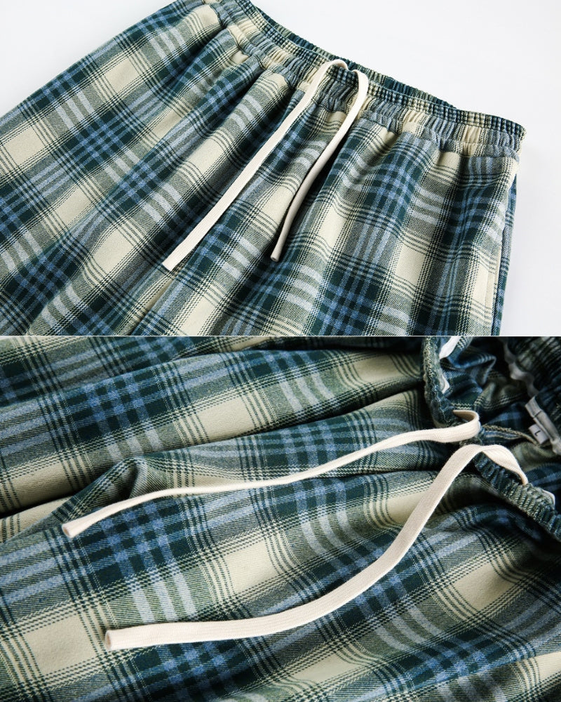 Relaxed Plaid Drawstring Pajama Pants