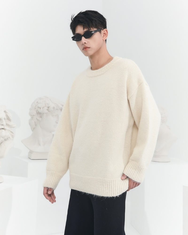 Relaxed Fit Blend Crewneck Knitted Sweater