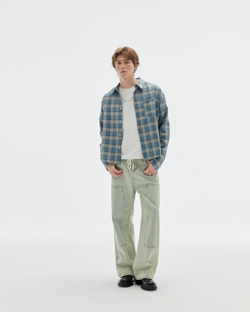 Relaxed Fit Plaid 2Tone Shirt