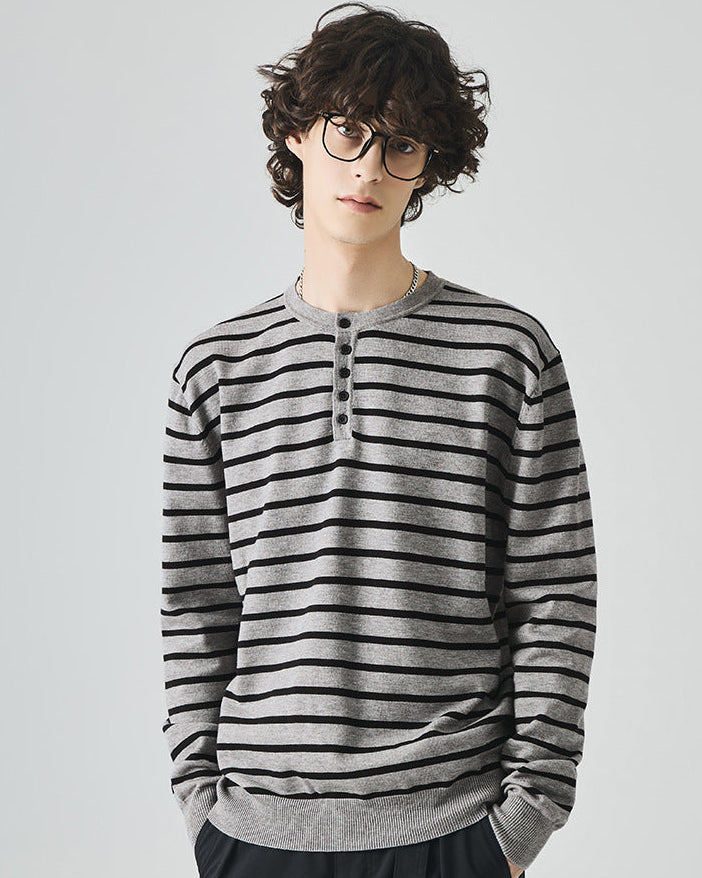 The Elliston Contrast Henley Knit Polo Sweater