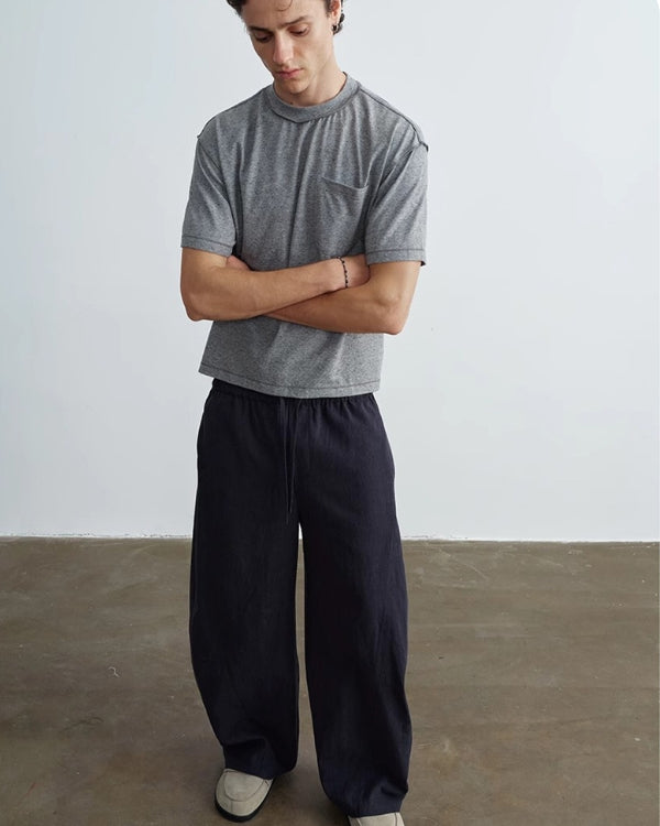 Wide Fit Linen Trouser Pants