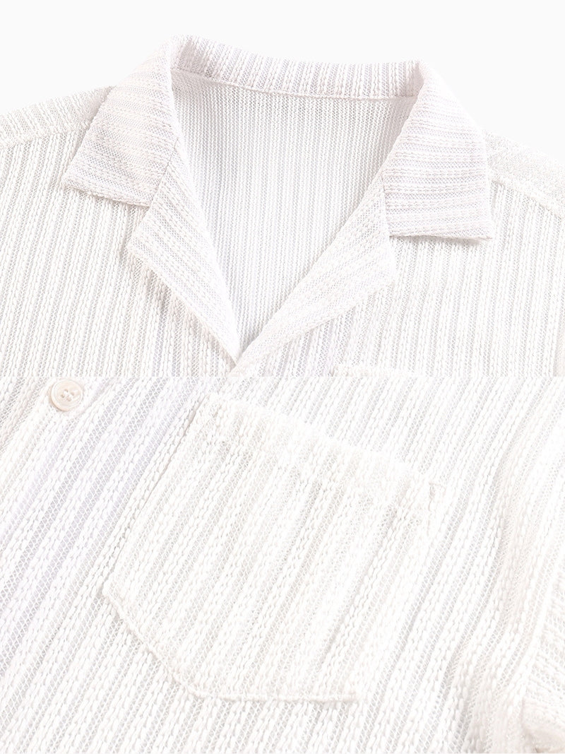 Short Sleeve Textured Stripe Shirt