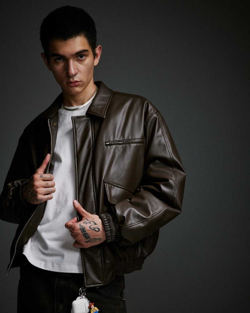 Urban Edge Faux Leather Bomber