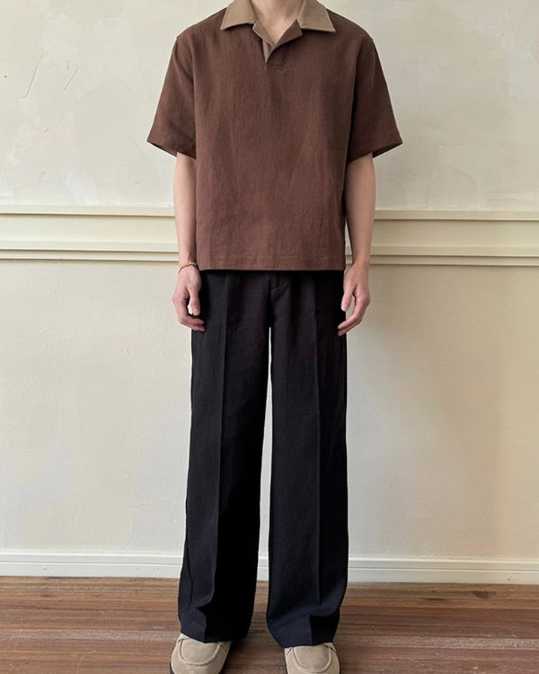 Linnen Mix Open Polo Shirt