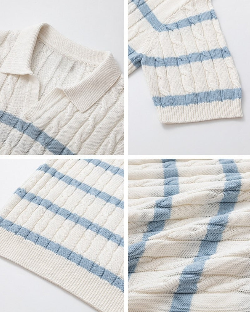 Textured Knit Polo Short Sleeve