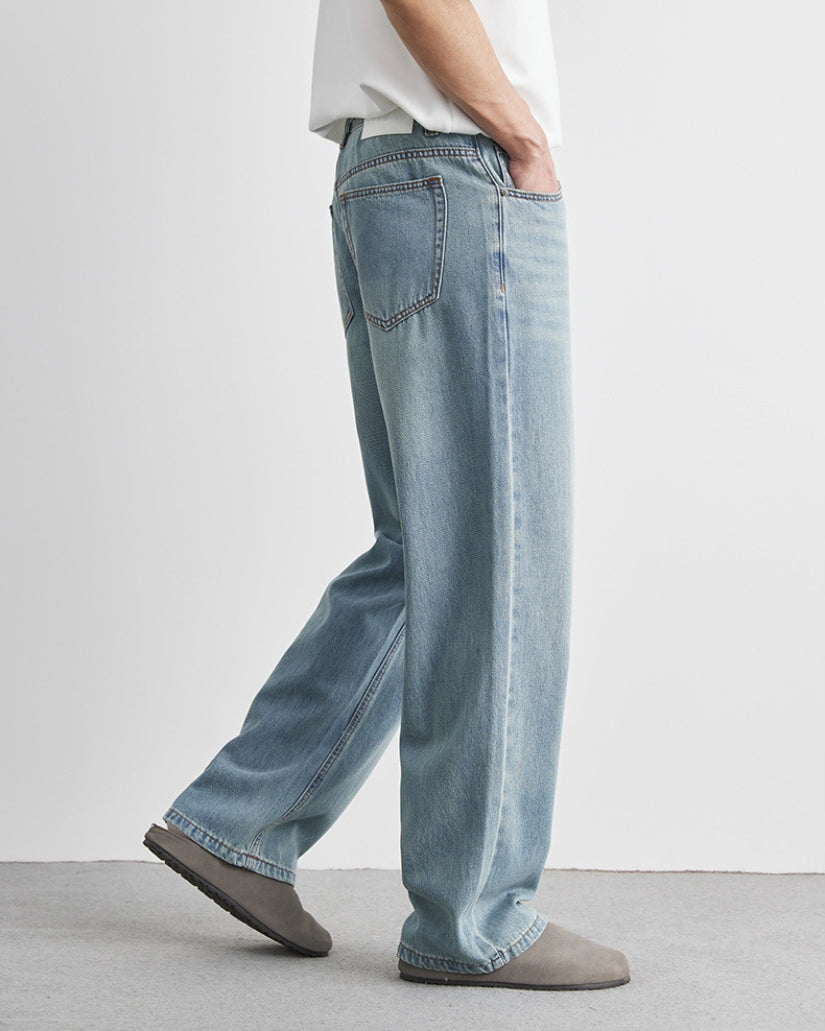 Relaxed Fit Washed Denim Jeans