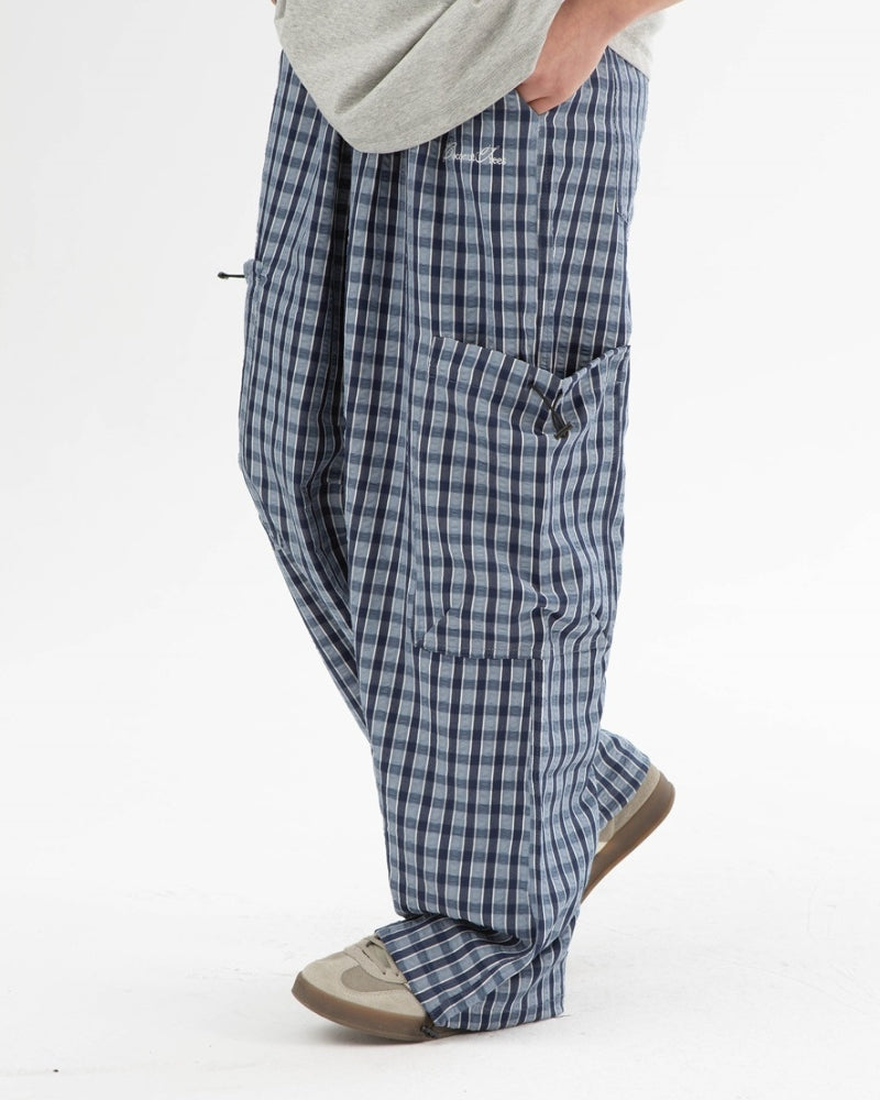 Under The Coconut Tree Relaxed Fit Checkered Cargo Pants