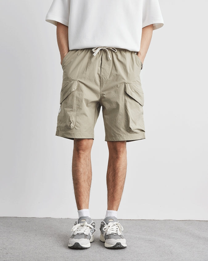 Wide Relaxed Cargo Shorts with Drawstrings
