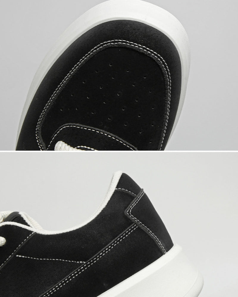 Black Big Sole Suede Low Sneakers