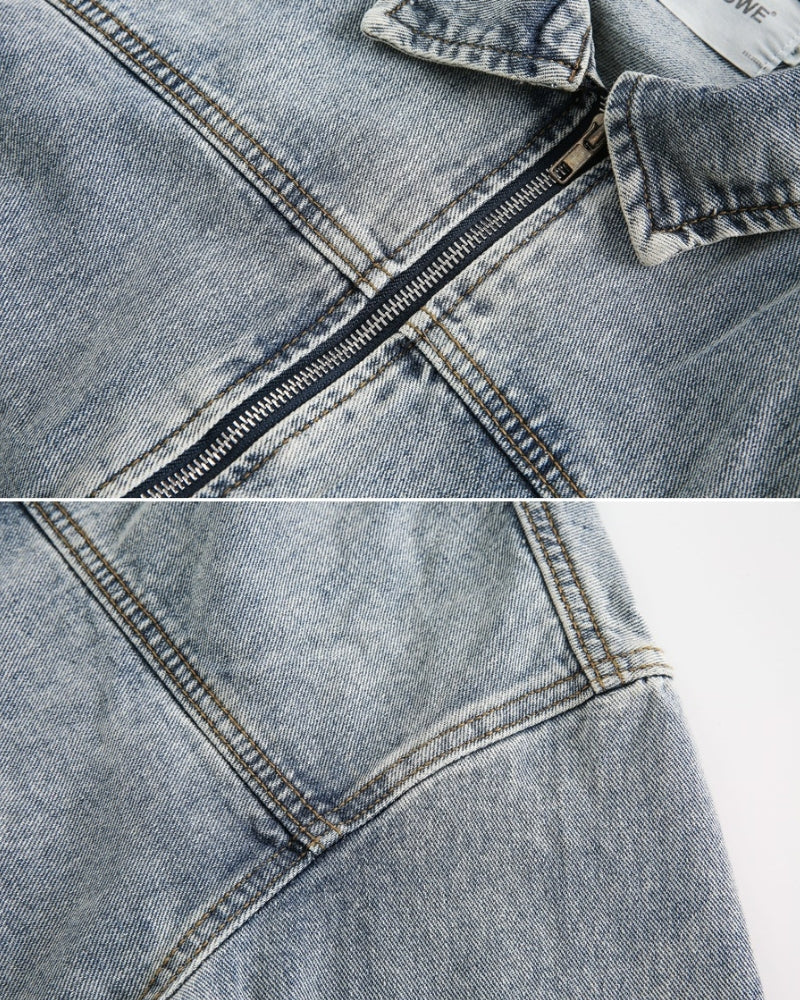 Washed Denim Bomber Jacket