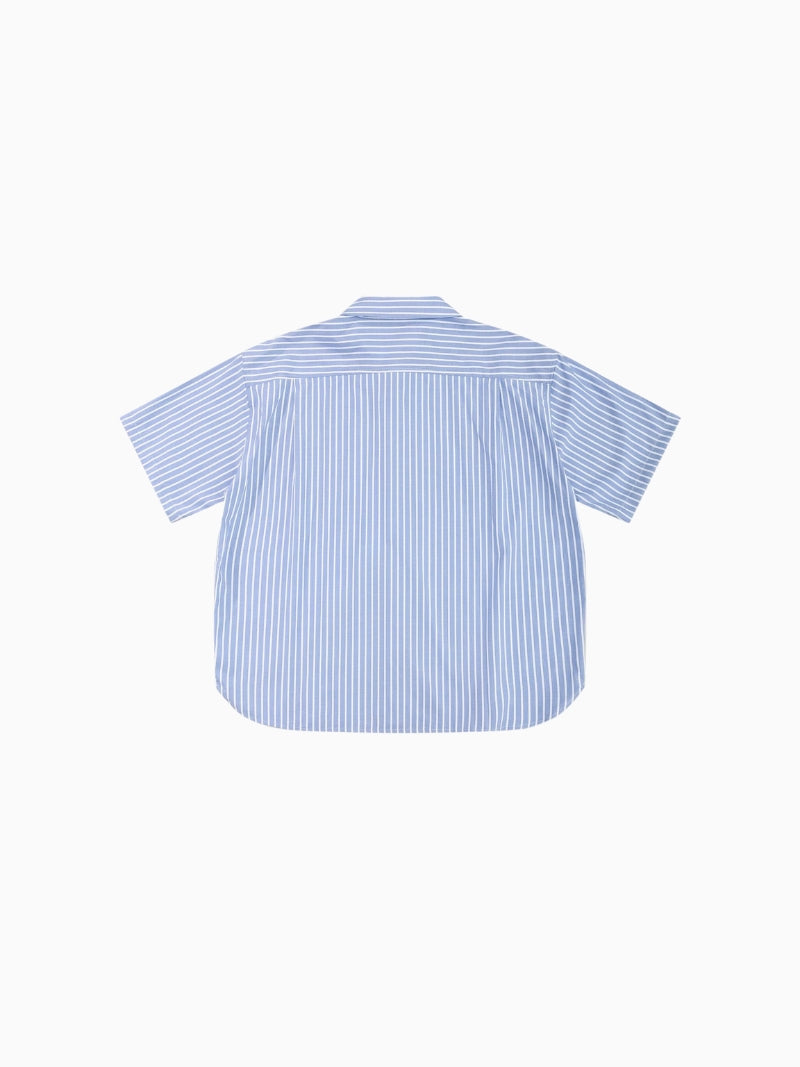 Striped Linen Loose Blouse With Short Sleeves